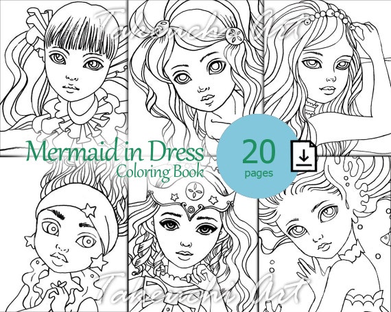Mermaid in Dress Coloring Book Instant Download Printable - Etsy