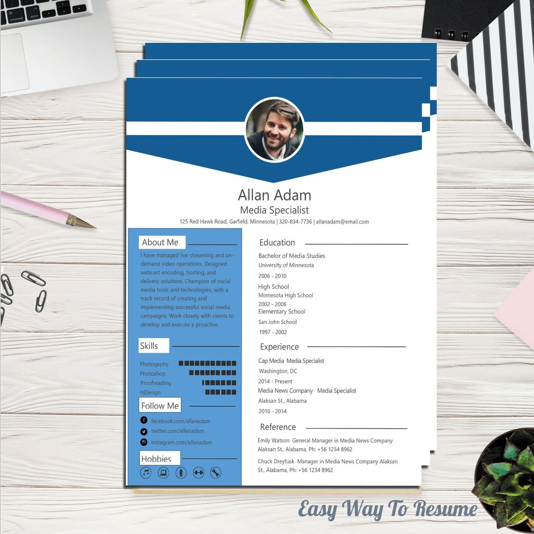 Media Specialist Resume. Creative Resume Template Fully Customizable ...