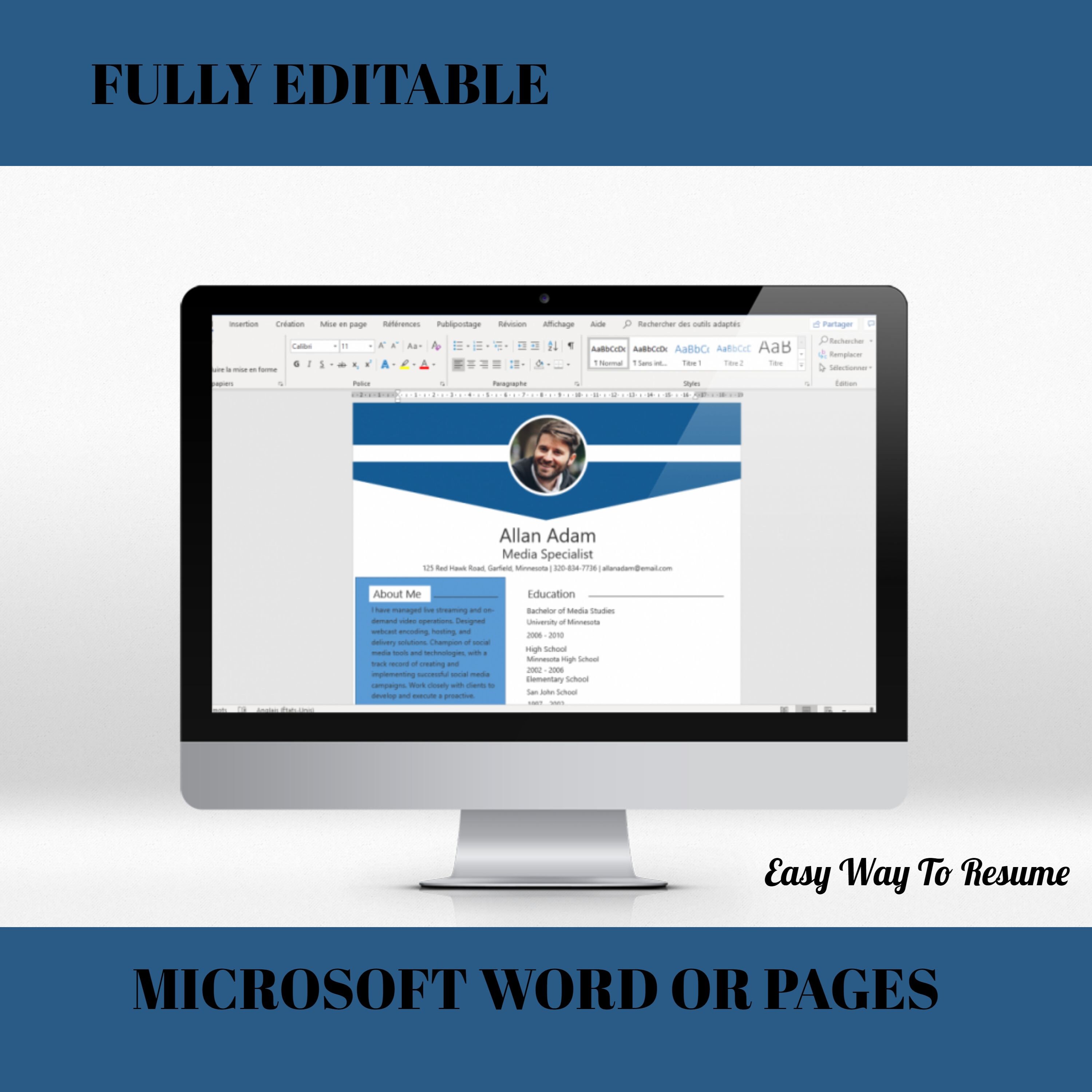 Media Specialist Resume. Creative Resume Template Fully Customizable ...