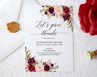 thanksgiving invitations etsy