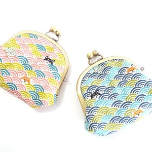 shiba inu and Japanese pattern metal frame purse, double kiss lock purse, wallet