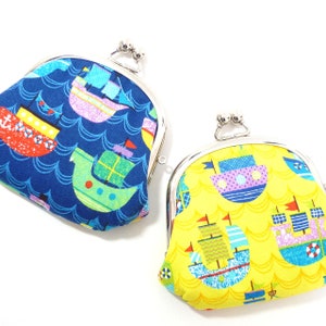 ships ,metal frame purse, double kiss lock purse, wallet