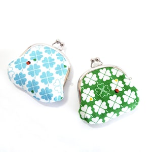 Clover and ladybugs  metal frame purse, double kiss lock purse, wallet