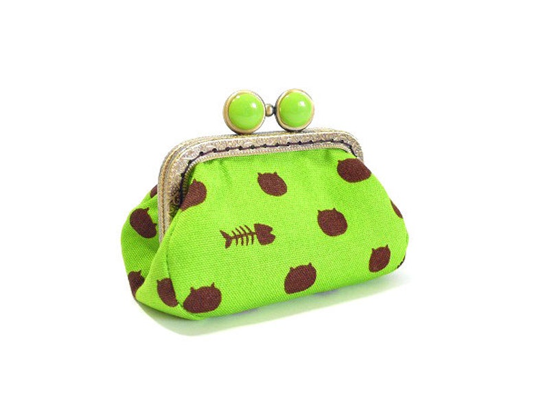 metal frame purse cat/'s face kiss lock purse coin wallet