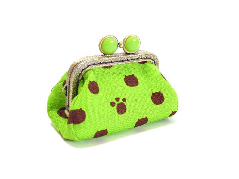 metal frame purse cat/'s face kiss lock purse coin wallet