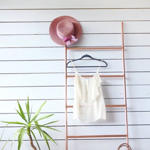 Handmade industrial copper rose gold tone clothes frame rack minimalist interior ladder stand clothing hanger