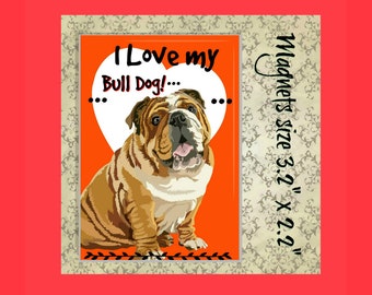 Bull Dog Refrigerator Magnet, Magnet, Gift, Rectangle