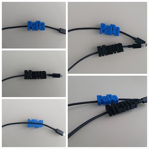 Personalized 3d printed charging cable tag &quot;Chunky&quot;