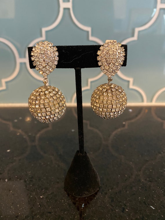 Vintage Rhinestone Dangle Earrings- 1950’s