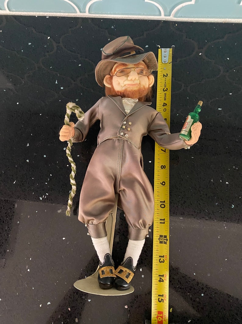 Vintage Leprechaun Doll on Stand Etsy