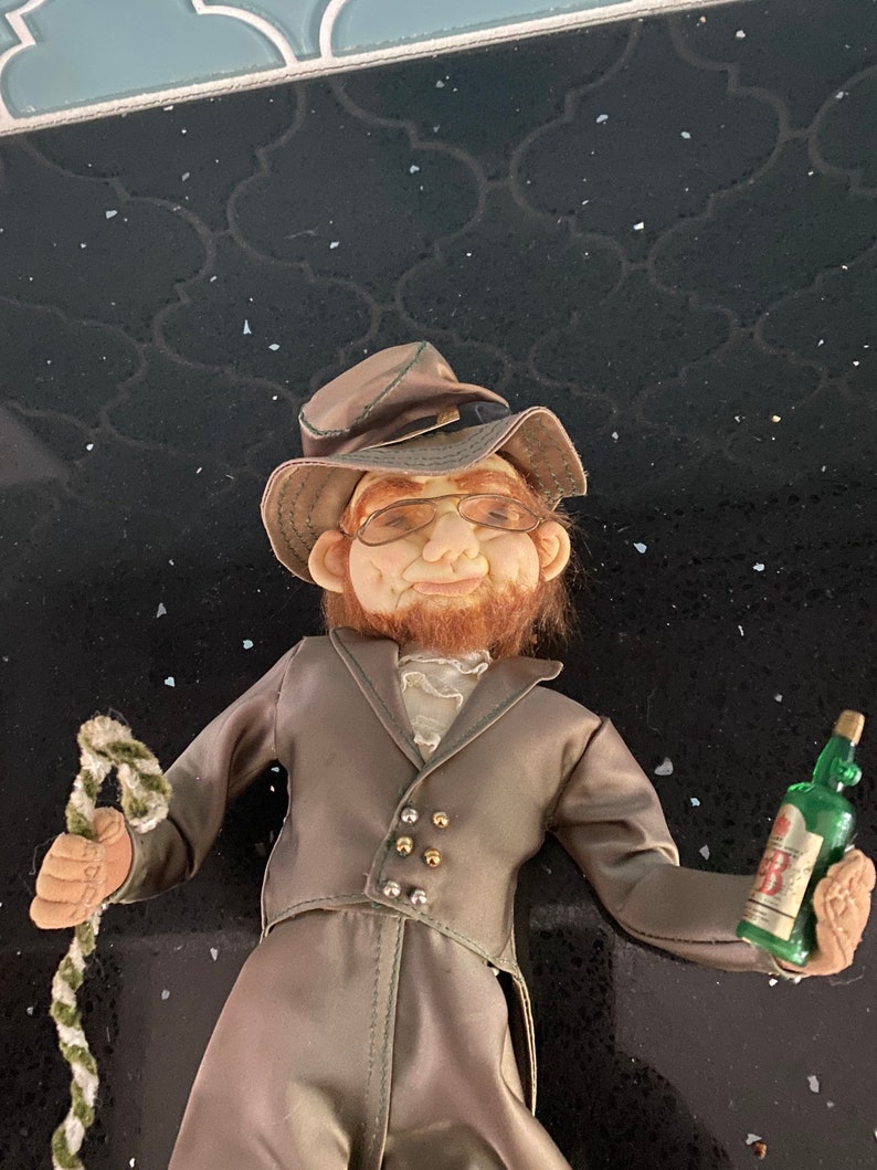 Vintage Leprechaun Doll on Stand Etsy