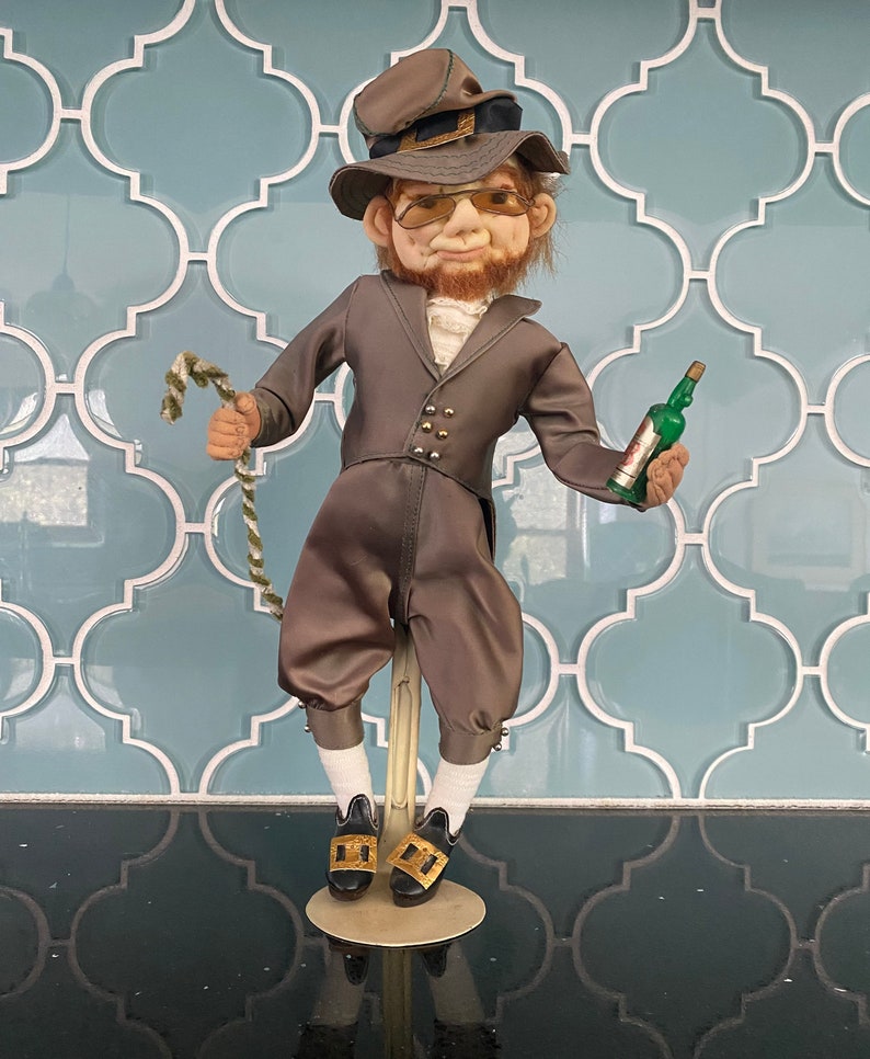 Vintage Leprechaun Doll on Stand Etsy