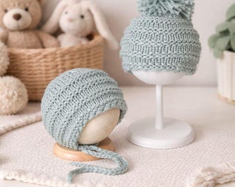 Patrón de tejido de gorro y gorrito / Recién nacido a 24 meses / Patrón de tejido para principiantes