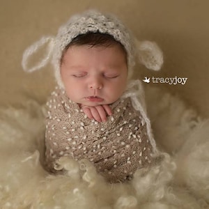 Knitted lamb bonnet pattern-New born knitting pattern-do it yourself knitting pattern-Photo prop pattern-New born bonnet pattern