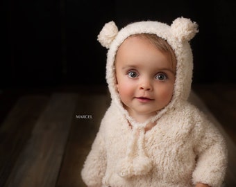 Patrón de tejido de sudadera con capucha de hilo grueso para niños de 9 a 12 meses (patrón en PDF)
