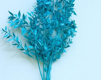 Rusco azul hielo preservado: tallos de follaje secos para decoración floral
