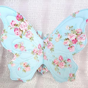 Child fairy wings Blue cotton butterfly wings for kids Fairy wings childs Flower butterfly wings Butterfly wand kid&#39;s
