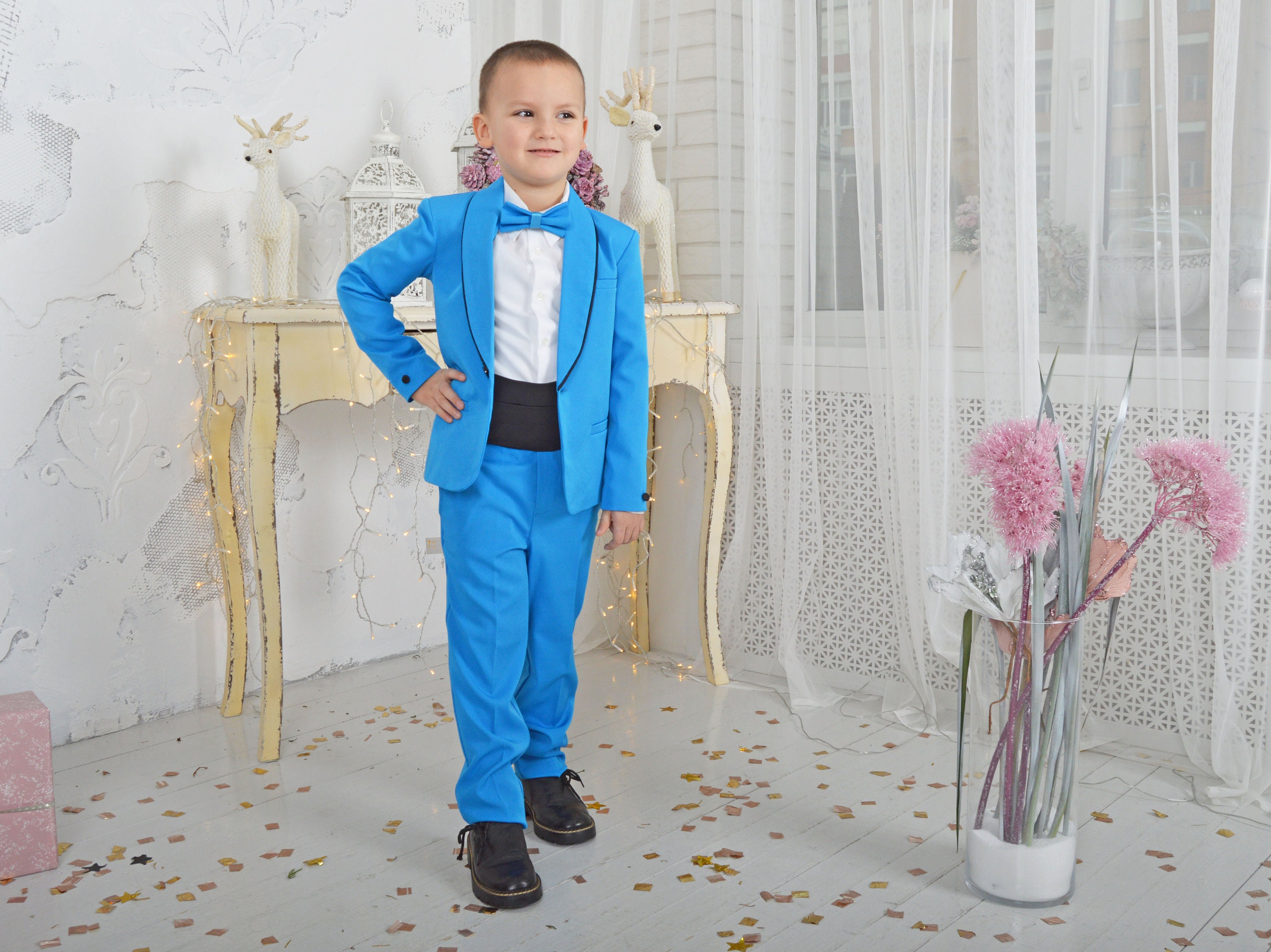 Sky blue boy tuxedo Formal boy suit Wedding boy outfit Ring Etsy