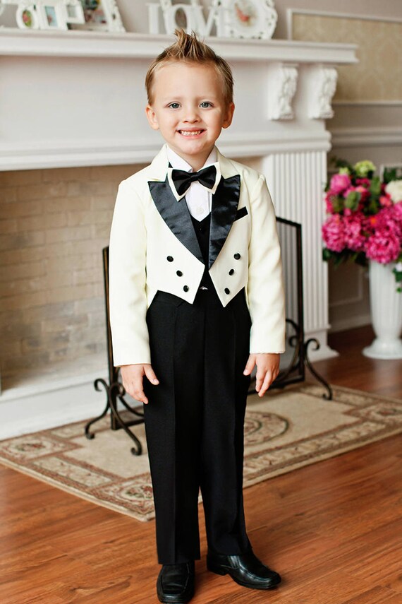 Tailcoat Pour Garçon Tenue De Mariage Garçon Costume Pour Enfant En Bas âge Couleur Laitnoir Costume Manteau De Robe Pour Enfant En Bas âge