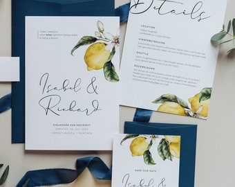 Sample card “Lemon Summer Wedding” – Mediterranean wedding stationery with lemons | not personalized