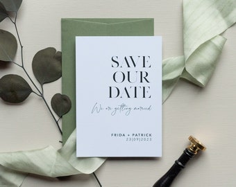 30x Save-the-Date Card "Modern Chic" | Invitation Card, Greenery, Eucalyptus, Wedding Invitation, Green Wedding, Industrial Chic, simple