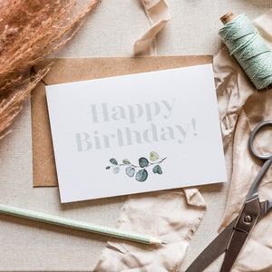 Carte de voeux « Joyeux anniversaire ! » | Fleur | Carte d’anniversaire | Carte de félicitations | Floral | Anniversaire | Eucalyptus | Enfant de l’anniversaire | Carte de salutation