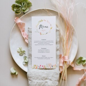 50x menù “Fiori secchi” | Menu di nozze, floreale, fiori, matrimonio, matrimonio in giardino, matrimonio boho, primavera, buffet di nozze, decorazione della tavola