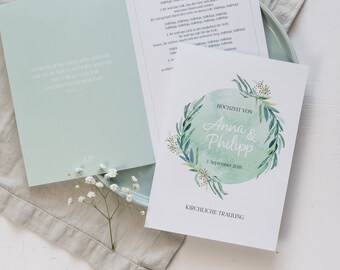 50x church booklet »All the Greenery« | Wedding | Program booklet | Church wedding | Wedding celebration | Eucalyptus | Wedding decoration | Stationery