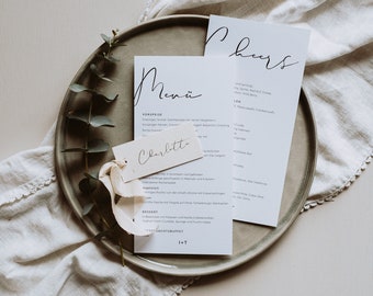 50x menu card "Natural Love" | Wedding party, wedding decoration, green wedding, industrial chic, elegant, cream, white, wedding stationery, menu