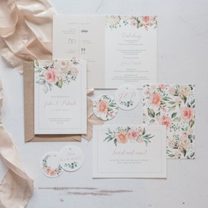 Musterkartenset Romantic Garden Einladungskarte Klappkarte Floral Hochzeit Rosen Gartenhochzeit elegant Hochzeitseinladung Bild 1