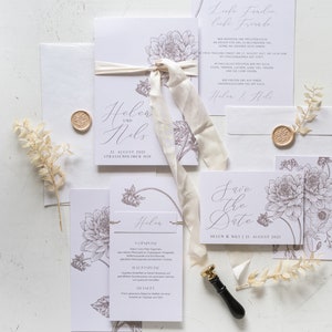 Carta campione Invito a nozze "Fiori d'arte", Biglietto d'invito, Invito, Matrimonio Boho, Piccolo matrimonio, Toni tenui, Matrimonio, Elegante