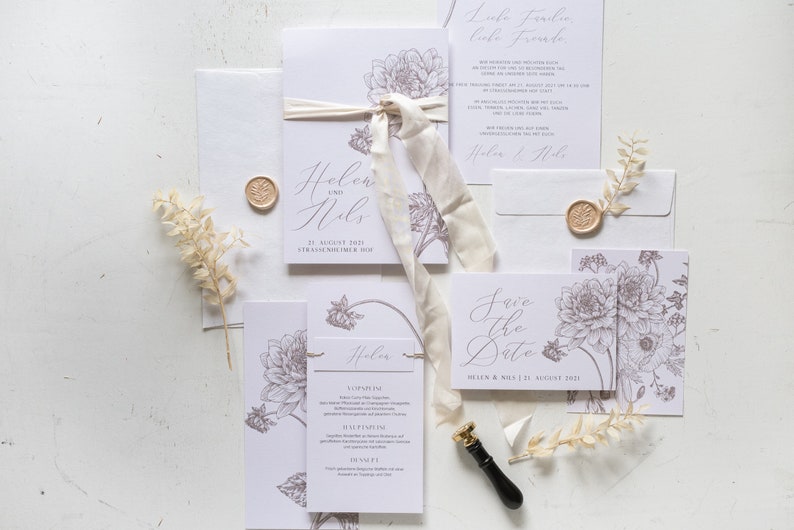 Musterkarte Hochzeitseinladung Fine Art Flowers, Einladungskarte, Einladung, Boho Wedding, Small Wedding,Soft Tones,Hochzeit,Elegant Bild 1