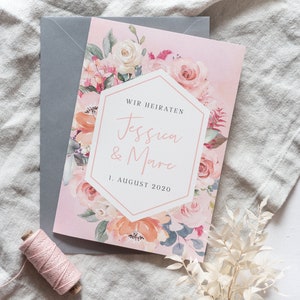 Musterkarte der Hochzeitseinladung "Cream & Blush" | Hochzeit | Einladung | Blumen | Sommerhochzeit | Floral | Einladungskarte | Klappkarte