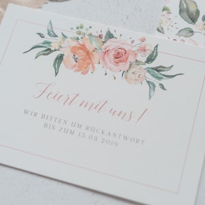 Musterkartenset Romantic Garden Einladungskarte Klappkarte Floral Hochzeit Rosen Gartenhochzeit elegant Hochzeitseinladung Bild 3
