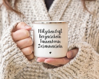 Tasse aus Emaille "Plätzchenduft“ | Weihnachten, Winter, Geschenk, Weihnachtsgeschenk, Wichtelgeschenk, Xmas, gemütlich, hygge, scandi, bff