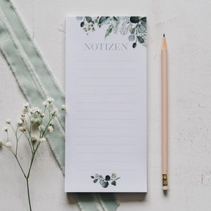 Notitieblok DIN lang "Notes" 50 vel | Moderne botanische | Takenlijst | Kantoor | Kladblok | Boodschappenlijstje, boodschappenlijstje, taken