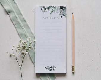 Notepad DIN long "notes" 50 sheets | Modern Botanical | To-Do List | Office | Notepad | Shopping list, shopping list, tasks
