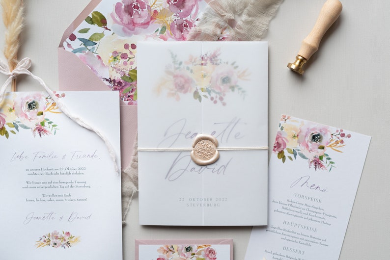 Sample card wedding invitation Dusty Rose invitation card boho wedding invitation wedding garden wedding mallow lilac pastel