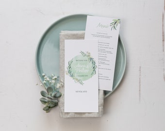 50x menu card "All the Greenery" DIN long | Greenery | Botanical | Wedding | Table decoration | Wedding menu | Wedding stationery | Eucalyptus