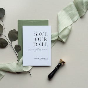 Sample card Modern Chic Invitation Card, Greenery, Eucalyptus, Wedding Invitation,Green Wedding, Industrial Chic, Simple, Wedding image 5