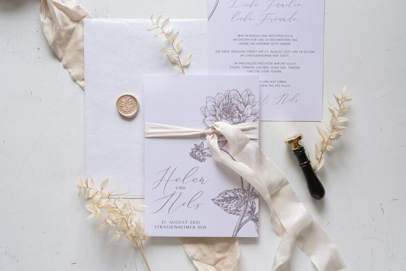 Musterkarte Hochzeitseinladung Fine Art Flowers, Einladungskarte, Einladung, Boho Wedding, Small Wedding,Soft Tones,Hochzeit,Elegant Bild 2