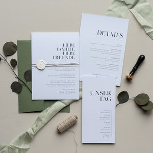 Sample card Modern Chic Invitation Card, Greenery, Eucalyptus, Wedding Invitation,Green Wedding, Industrial Chic, Simple, Wedding image 2