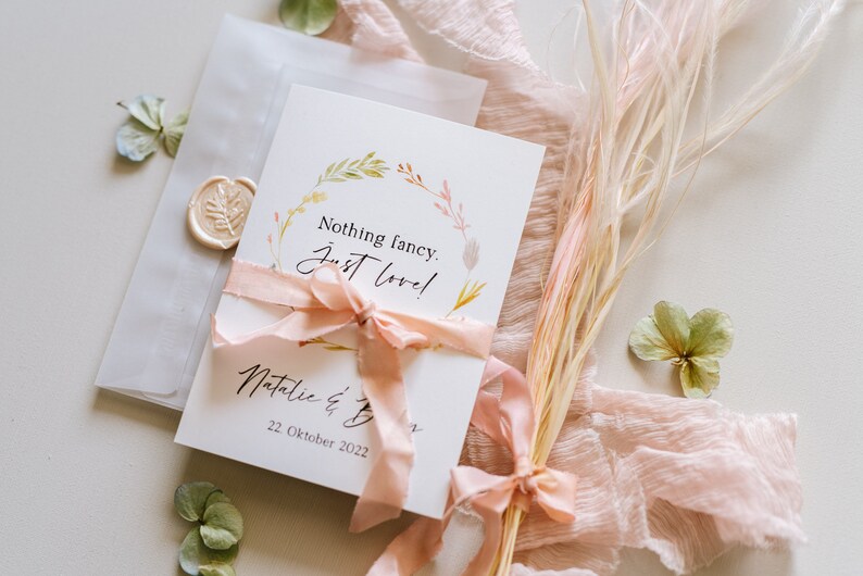 Folding Card Garden Wedding 30x Wedding Invitation Dried Flowers Spring Flowers Wedding Invitation Card Floral Boho Wedding
