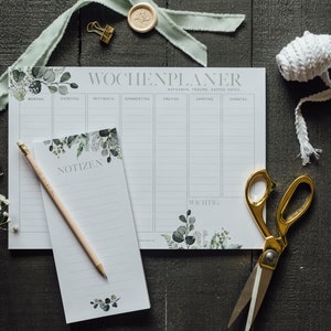 Weekly planner DIN A4 Modern Botanical pad with 50 sheets To-do list Timer Timetable Office Notepad Meal plan, homeschooling image 3