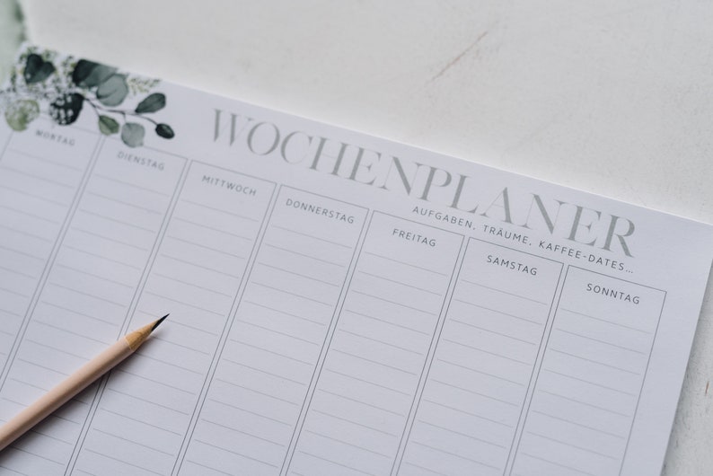 Wochenplaner DIN A4 Modern Botanical Block mit 50 Blatt To-Do-Liste Timer Stundenplan Büro Notizblock Mealplan, Homeschooling Bild 4