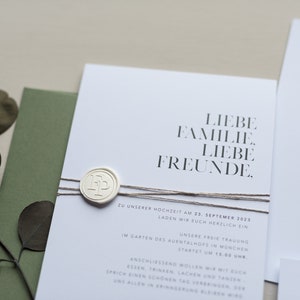 Sample card Modern Chic Invitation Card, Greenery, Eucalyptus, Wedding Invitation,Green Wedding, Industrial Chic, Simple, Wedding image 3