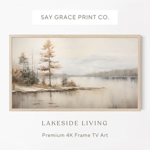 Samsung Frame Tv Art, Lake Landscape Art For Frame Tv, Spring Tv Art, Mountain Lake Art For Frame Tv, Travel Digital Art, Rustic Tv Art