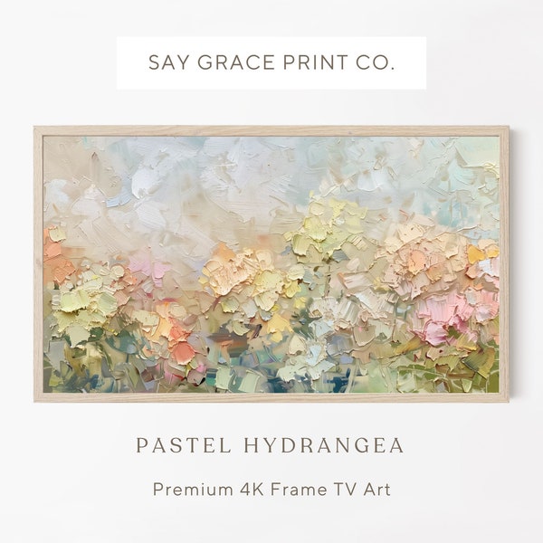 Pastel Hydrangea Flower Frame TV Art, Vintage Style Spring Floral Painting, Spring Botanical Frame TV Art, Summer Garden Screensaver, 3D Art