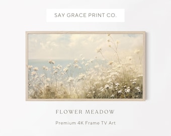 Flower Meadow Samsung Frame TV Art: Warm Tone Landscape (Digital Download)