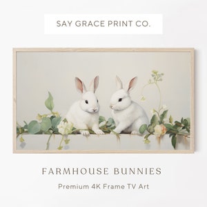 Samsung Frame Tv Art, Easter Frame Tv Art, Mid Century Wall Decor, Farmhouse Art For Tv, Easter Rabbit, Easter Bunnies, Spring Tv Art